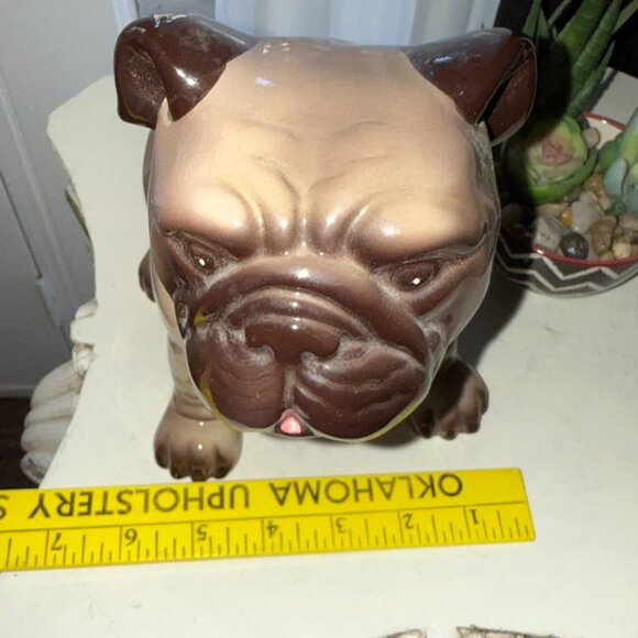 Milo Ceramic VTG Pug English Bulldog Sitting Statue Figurine Tongue Sticking Out - Picture 4 of 14
